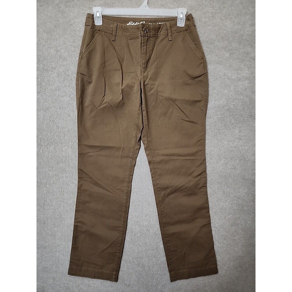 Eddie Bauer Legend Wash Curvy Straight Pants Womens 10 Brown Stretch